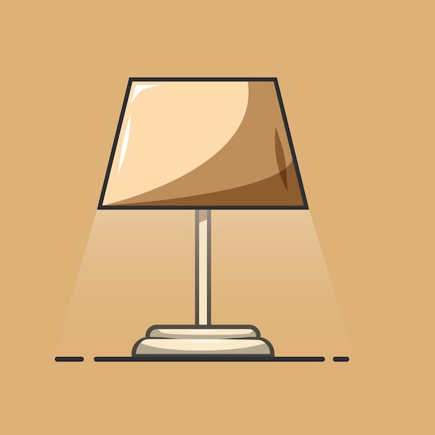 Vector illustration of classic table lamp isolated on brown background