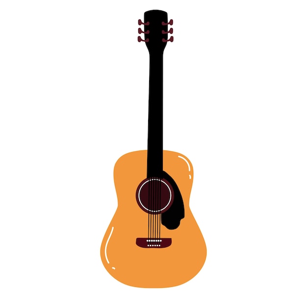 Vector illustration Classical wooden guitar String plucked musical instrument Small acoustic guitar