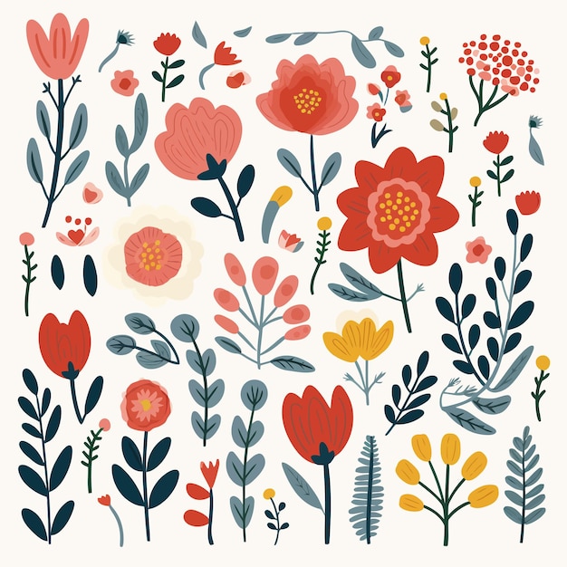 Premium Vector | Vector illustration clip art creative flower collection