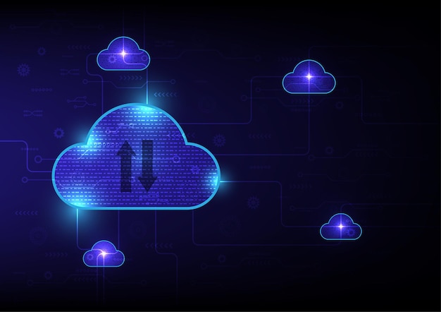 Vector illustration of cloud on computing technology background