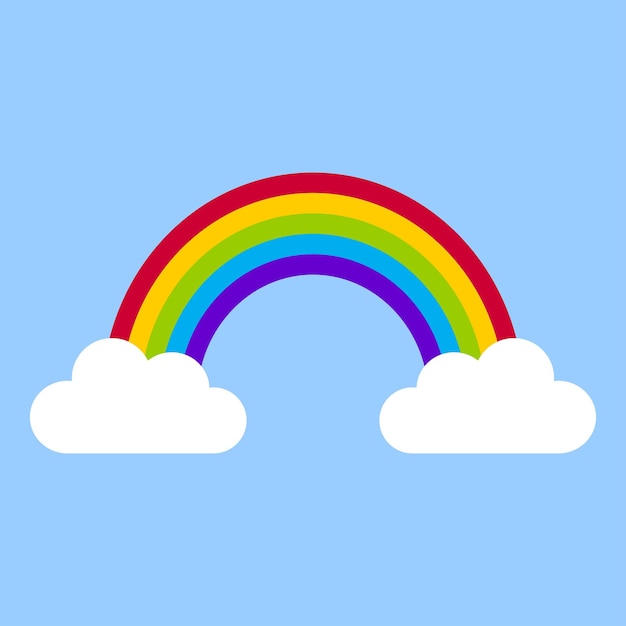 Vector illustration of clouds and rainbow