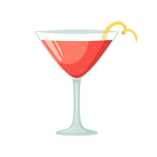 Векторная иллюстрация клубного алкогольного коктейля Cosmopolitan