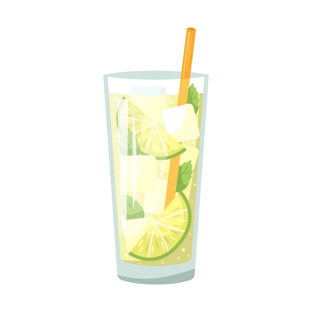 Vector illustration of a club alcoholic cocktail Mojito