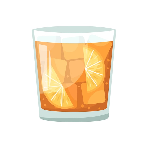 Vector illustration of a club alcoholic cocktail Oldfashioned