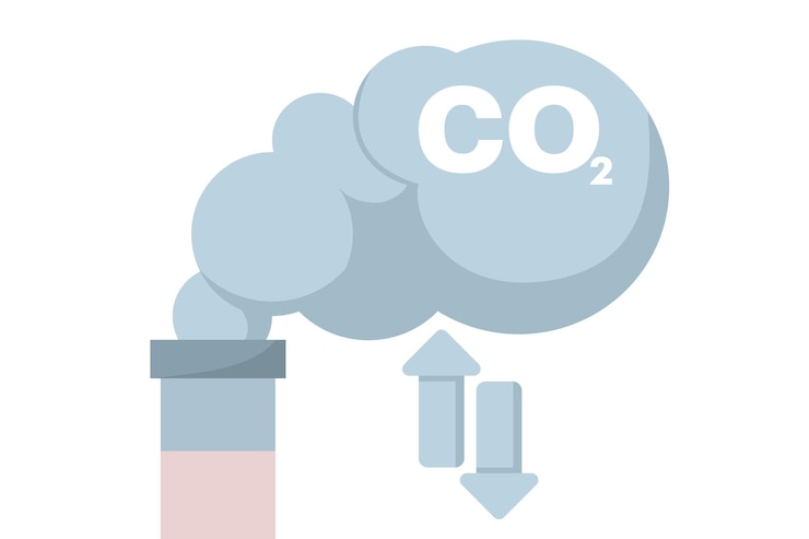वेक्टर vector illustration co2 smoke concept with up down arrow carbon dioxide emissions cloud