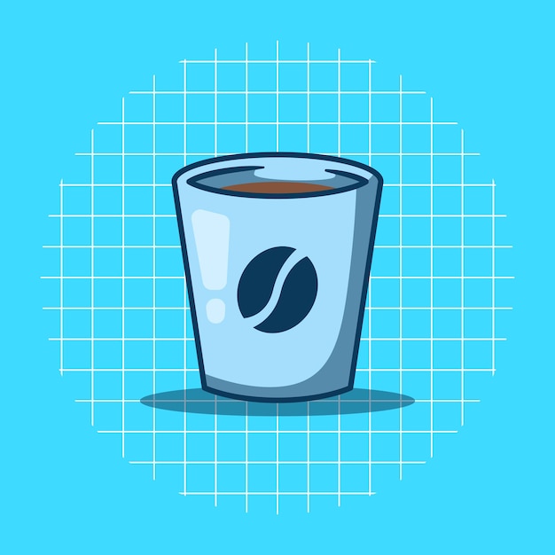 Vector illustration of coffee in a glass flat cartoon style