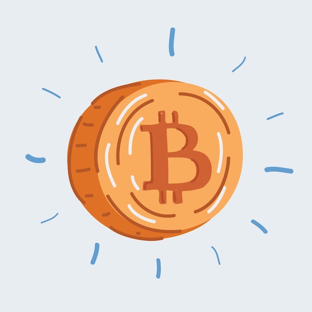 Vector illustration of coin into one Bitcoin cryptocurrency