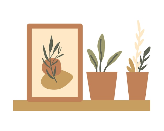 Vector vector illustration of a collage with succulents in pots