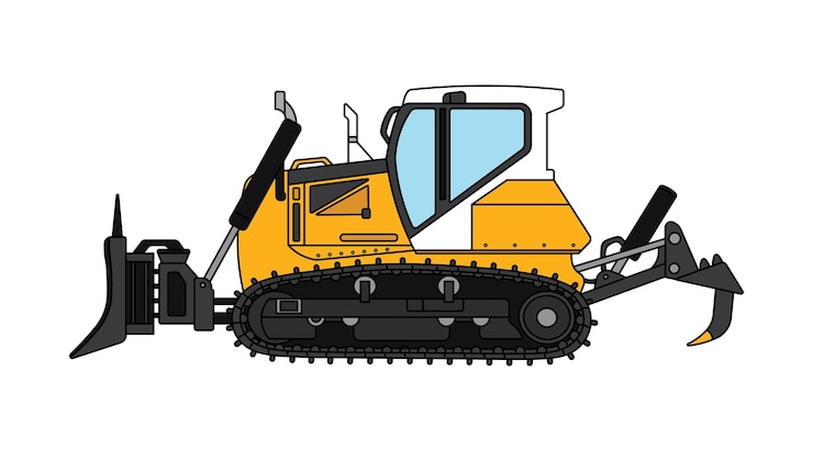Vector vector illustration color children construction small dozer machine clipart