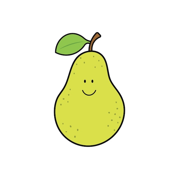 Vector illustration color children cute smiling fruit pear clipart