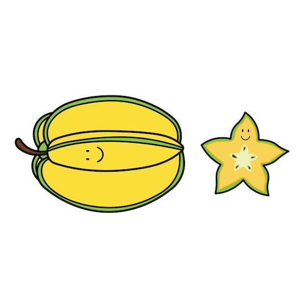 Vector illustration color children cute smiling star fruit clipart