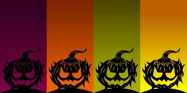 Vector vector illustration colorful background of evil pumpkin smiling