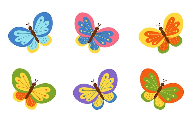 Vector vector illustration of colorful butteries