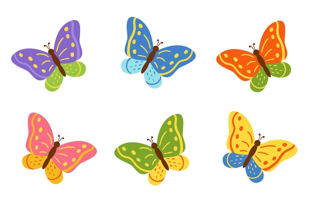 Vector vector illustration of colorful butteries