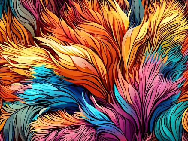 Vettore illustrazione vettoriale di piume colorate in macro dettagli