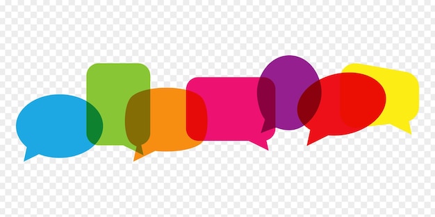 Vector illustration of colorful speech bubbles on transparent background