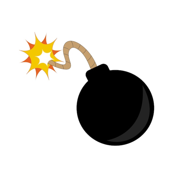 Vector illustration of a comic cartoon bomb about to explode