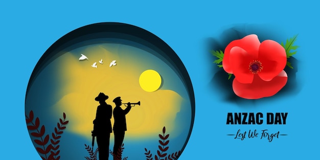 Vettore concetto di illustrazione vettoriale del banner di anzac day