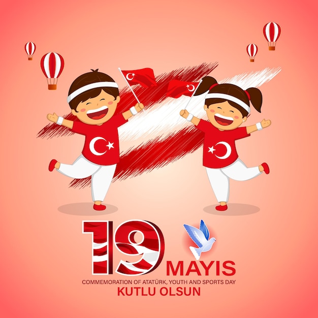 Концепция векторной иллюстрации празднования Дня молодежи и спорта Ататрка в Турции