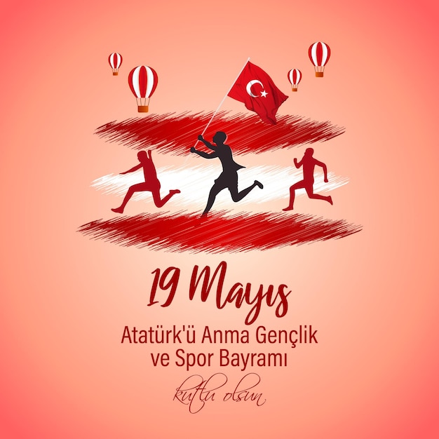 Concetto di illustrazione vettoriale della commemorazione della giornata della gioventù e dello sport di atatrk in turchia