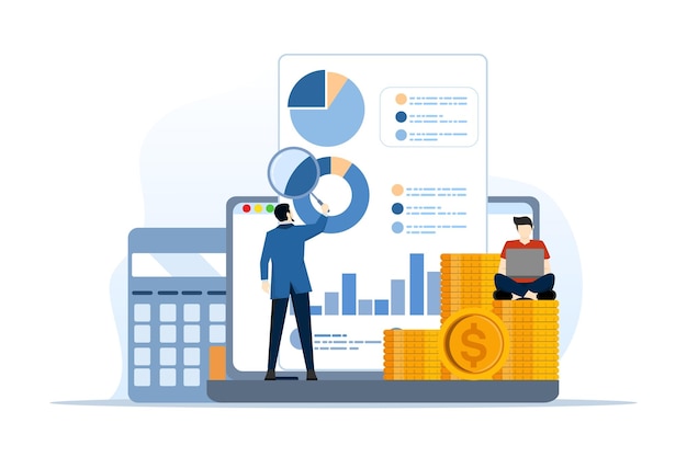 vector illustration of the concept of digital accounting or digital accounting services or business