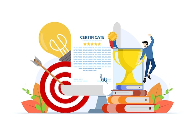 Vector vector illustration of the concept of an educational or course certificate or award