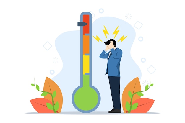 Vector vector illustration of the concept of emotion or stress level with frustration near the mood scale