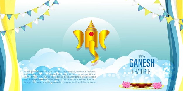 Ganesh Chaturthi 축제 인사말의 벡터 일러스트 레이 션 개념