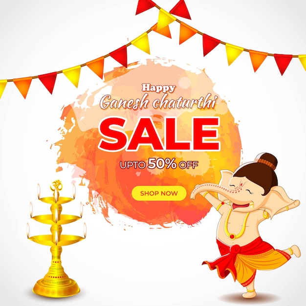 Vector illustration concept of ganesh chaturthi festival sale banner