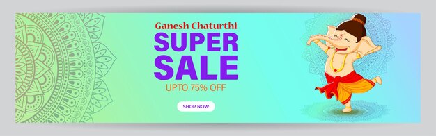 Vector illustration concept of  Ganesh Chaturthi festival Sale banner