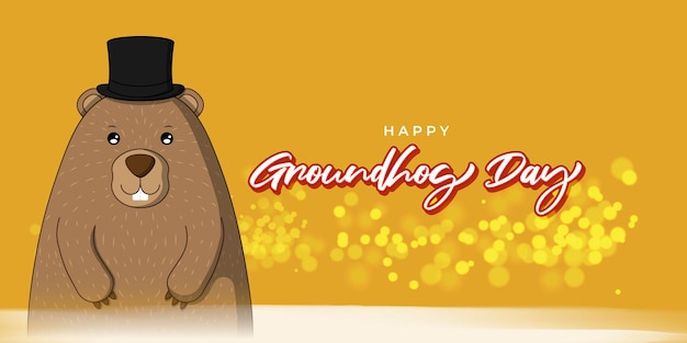 Vector illustration concept of Happy Groundhog Day greeting