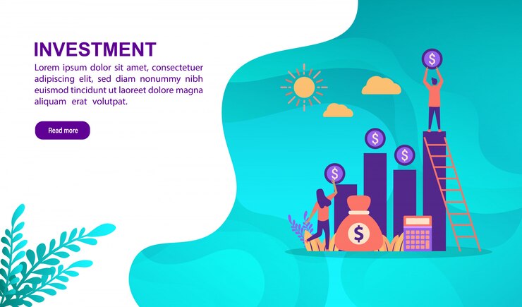 Vector illustration concept of investment with character. Landing page template