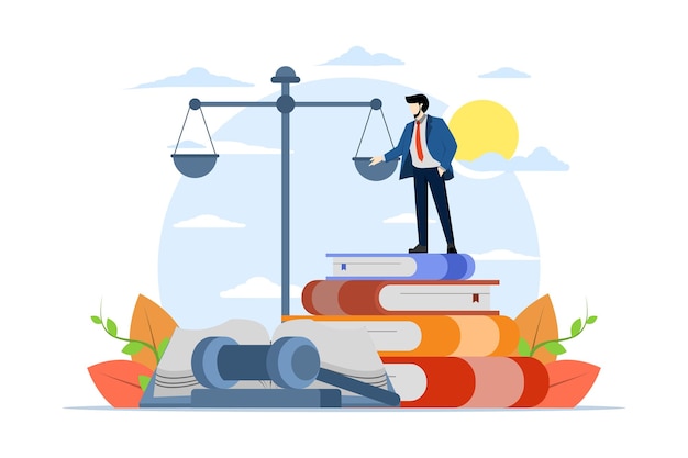 Vector vector illustration of the concept of legal advice as the opinion of a professional lawyer
