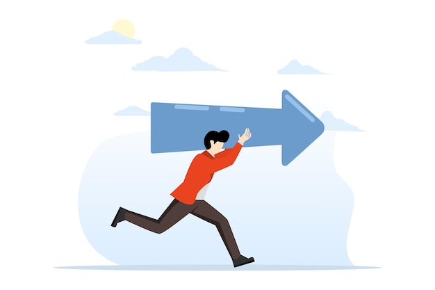 vector illustration of the concept of moving forward for a successful future or business direction