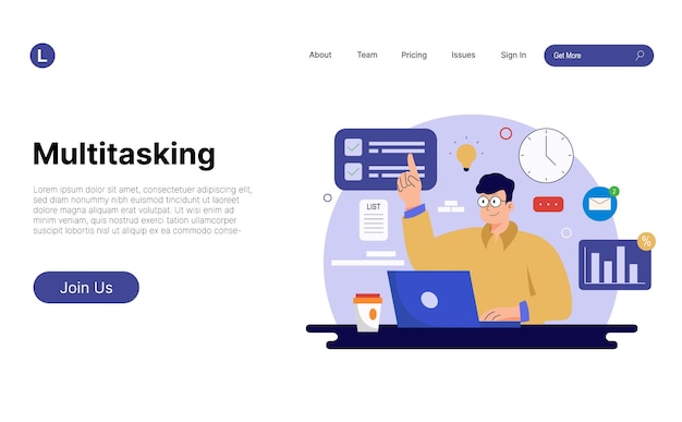 Vector vector illustration concept multitasking for landing page