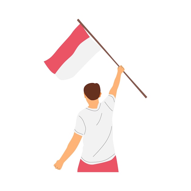 ベクトル インドネシアの国旗を保持してインドネシア独立記念日を祝うベクトル図の概念