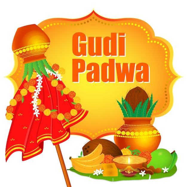 Концепция векторной иллюстрации приветствия happy gudi padwa