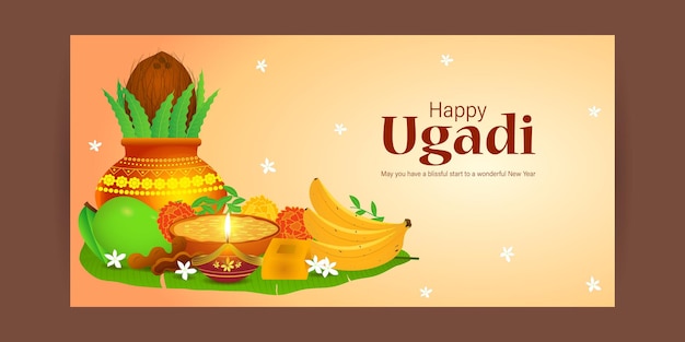 Вектор Концепция векторной иллюстрации happy ugadi or gudi padwa желает фона