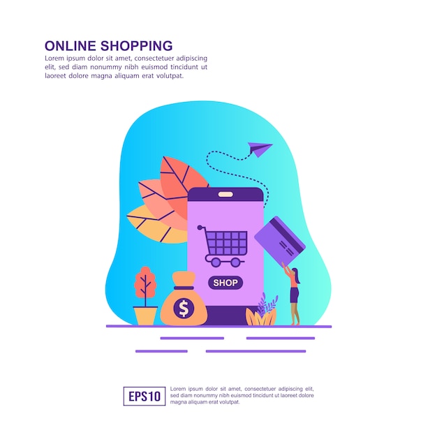 Concetto di illustrazione vettoriale di shopping online