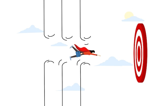 vector illustration of the concept of overcoming difficulties or challenges to success