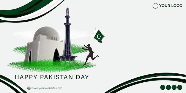 Vector illustration concept of Pakistan day banner