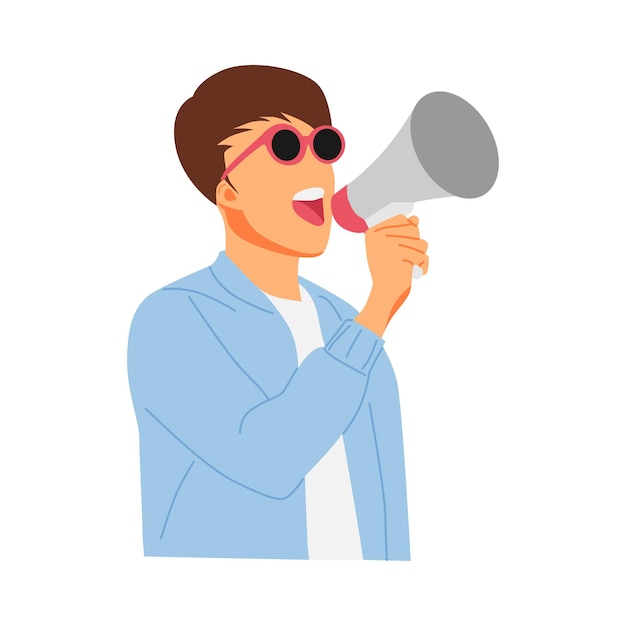 Vector illustration of the concept of a person holding a megaphone