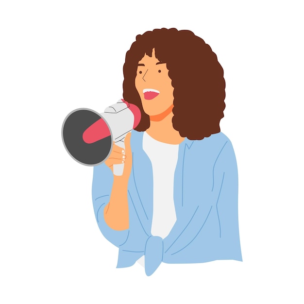 Vector illustration concept of a person screaming with a loudspeaker megaphone