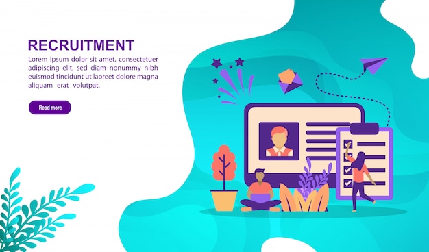 Vector illustration concept of recruitment with character. Landing page template