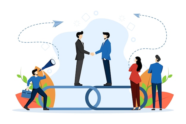 vector illustration of the concept of shaking hands or building partnership and business cooperation