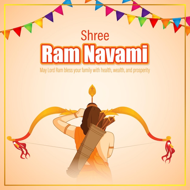 Shree Ram Navami 축제의 벡터 일러스트 레이 션 개념