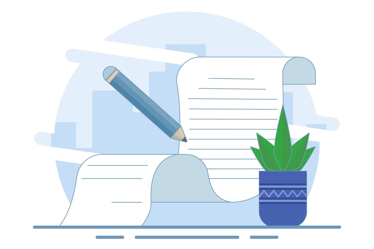 Vector vector illustration concept of signing legal documents or electronic contracts or online agreements