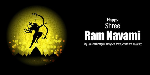 봄 힌두교 축제 Shree Ram Navami의 벡터 일러스트레이션 개념은 인사말을 기원합니다.