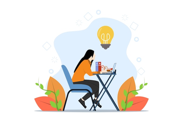 vector illustration of Concept of successful study or online lesson or modern education