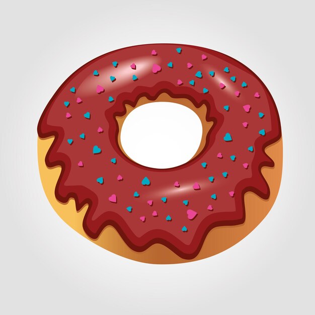 Vector illustration confectionery donut in sugar glaze Chocolate brownie